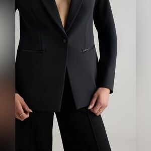 Quince Scuba Single-Breasted Convertible Blazer in black size S